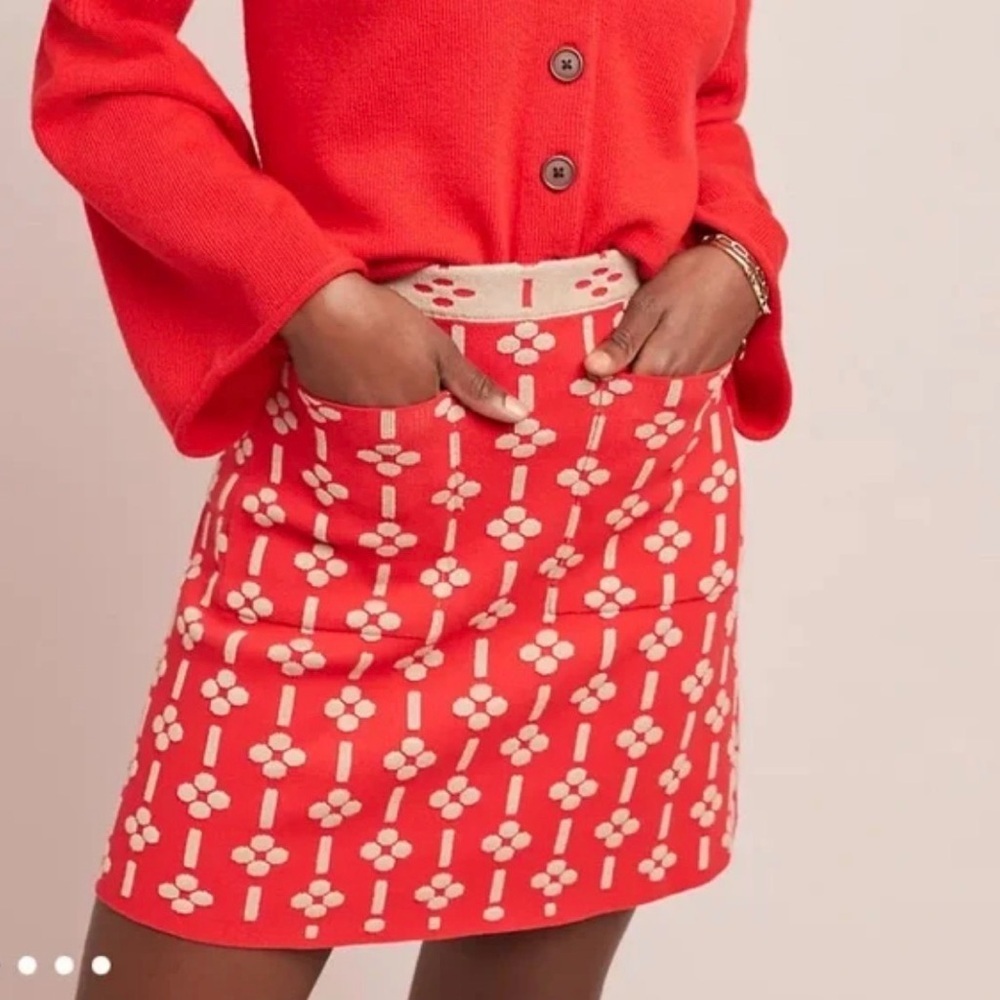Anthropologie Maeve Quant Knit Mini Skirt  60s-inspired pattern size L